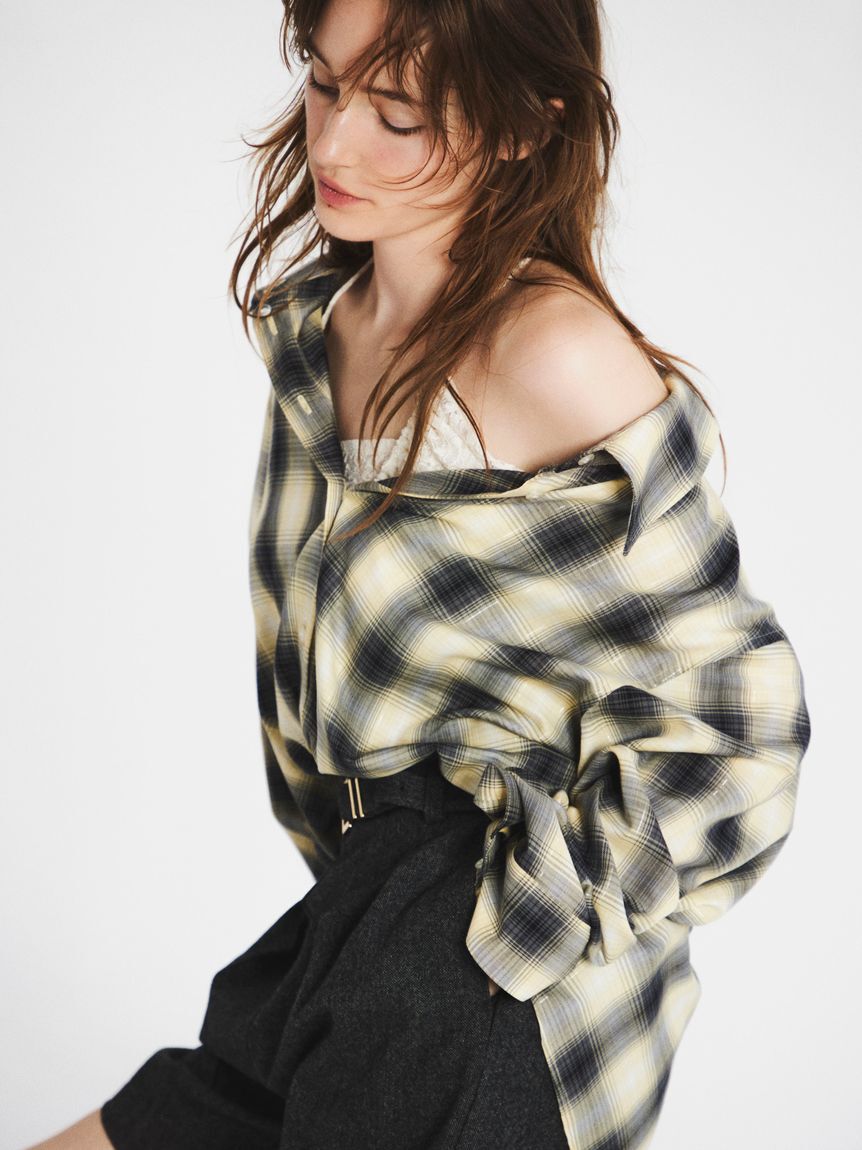 FRAY I.D「オンブレラメチェックアシメシャツ」|シャツ・ブラウス|