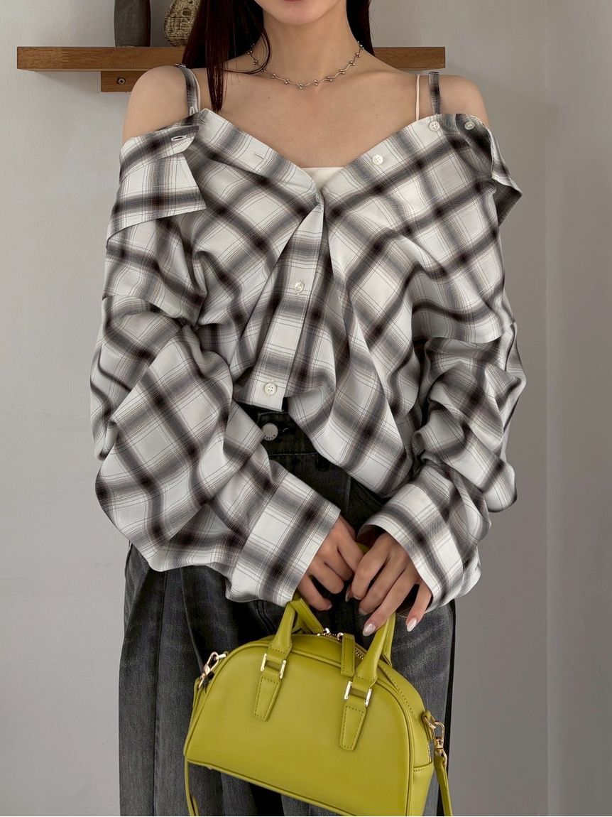 FRAY I.D「オンブレラメチェックアシメシャツ」|シャツ・ブラウス|