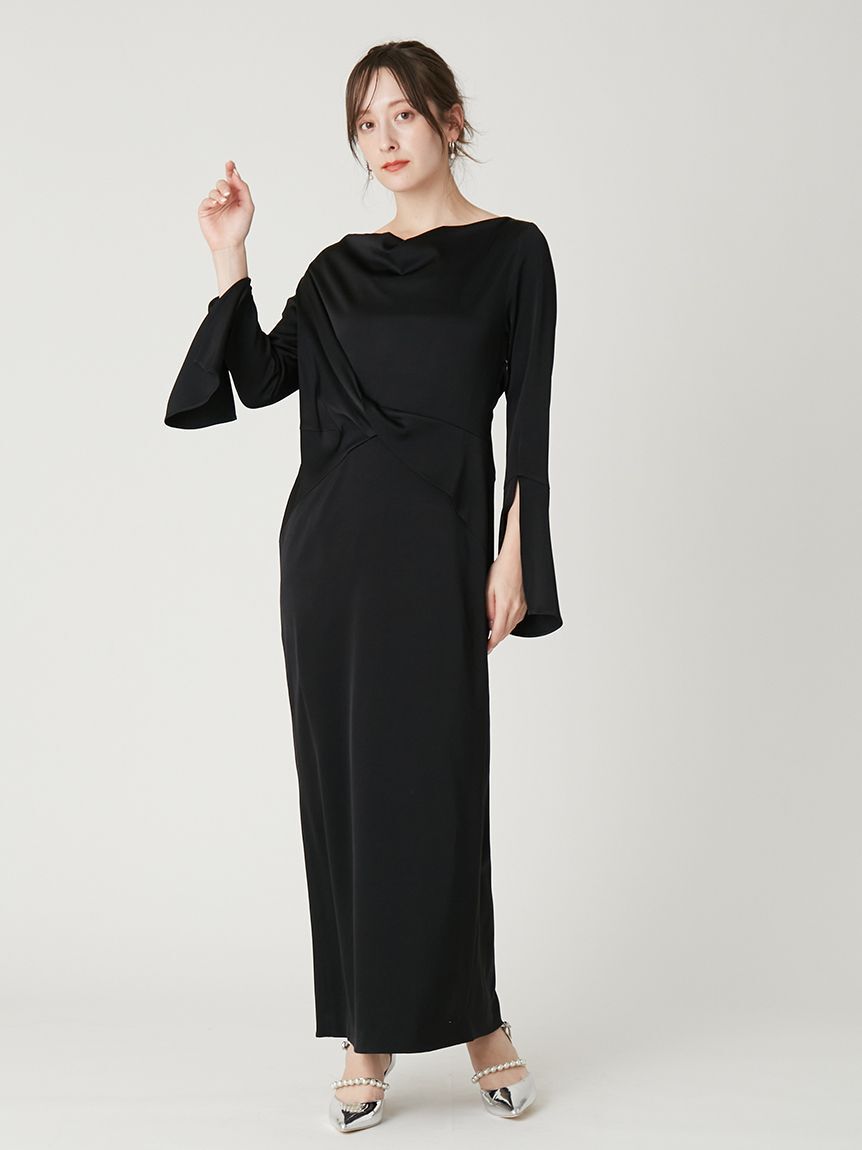 FRAY I.D「ドレープネックフロントノットドレス」|ドレス|