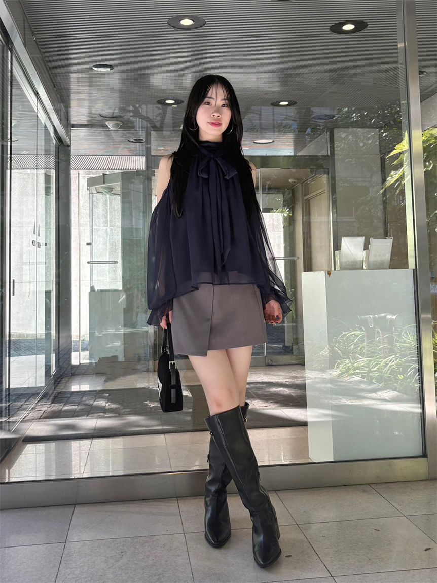 LILY BROWN「【WEB限定カラー】ドレープボウタイシフォンブラウス」|シャツ・ブラウス|