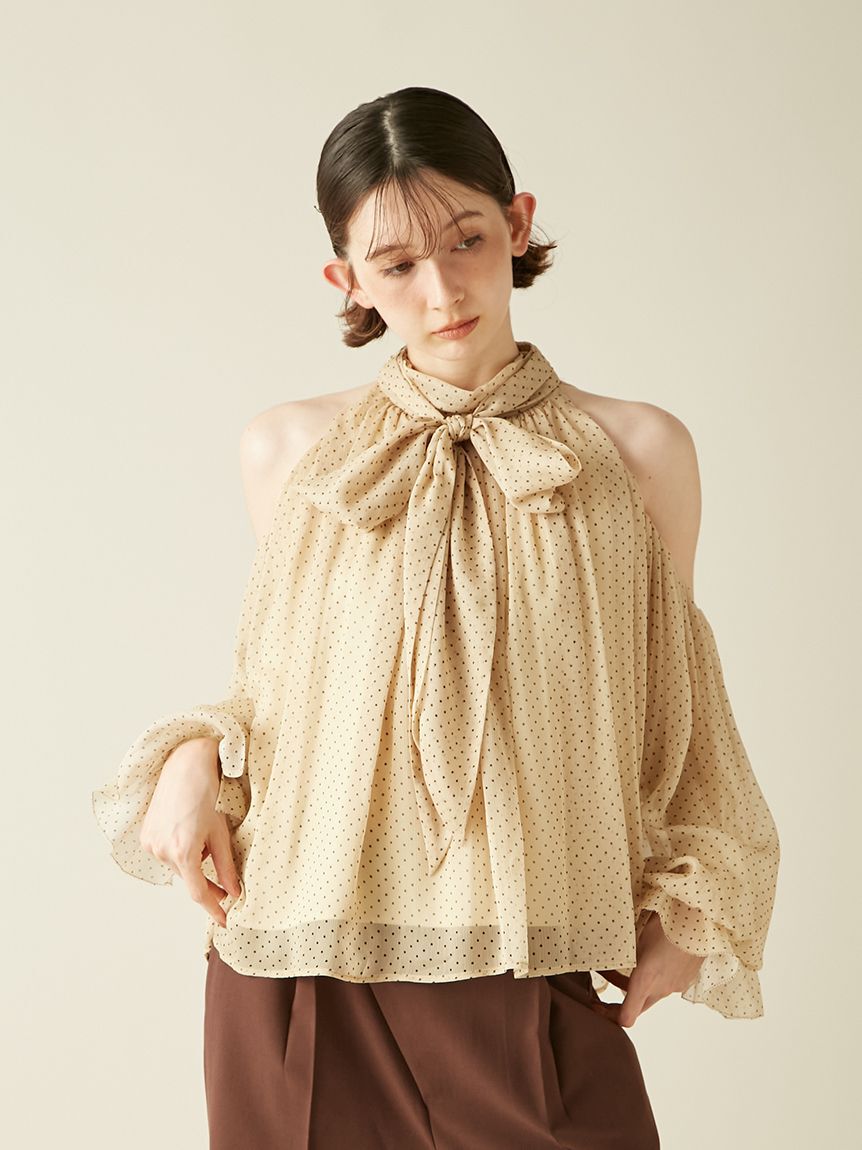 LILY BROWN「【WEB限定カラー】ドレープボウタイシフォンブラウス」|シャツ・ブラウス|