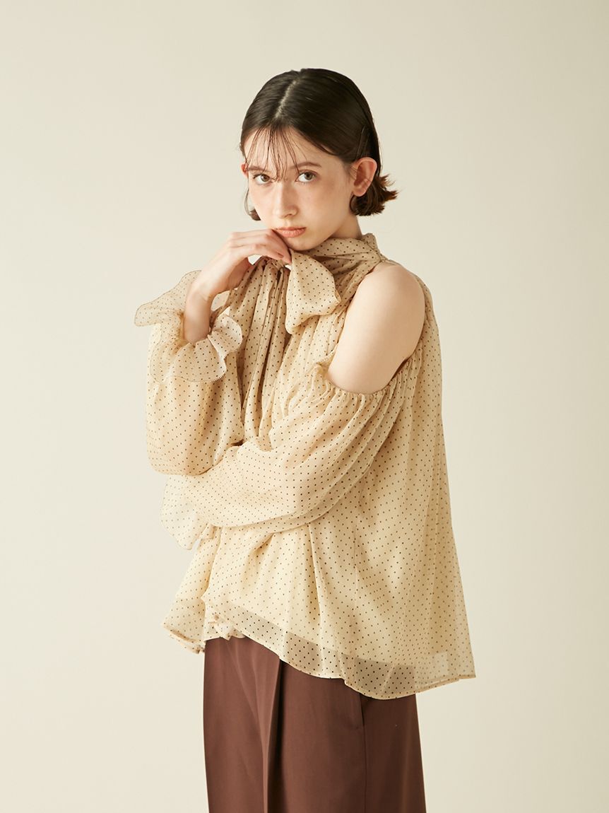 LILY BROWN「【WEB限定カラー】ドレープボウタイシフォンブラウス」|シャツ・ブラウス|