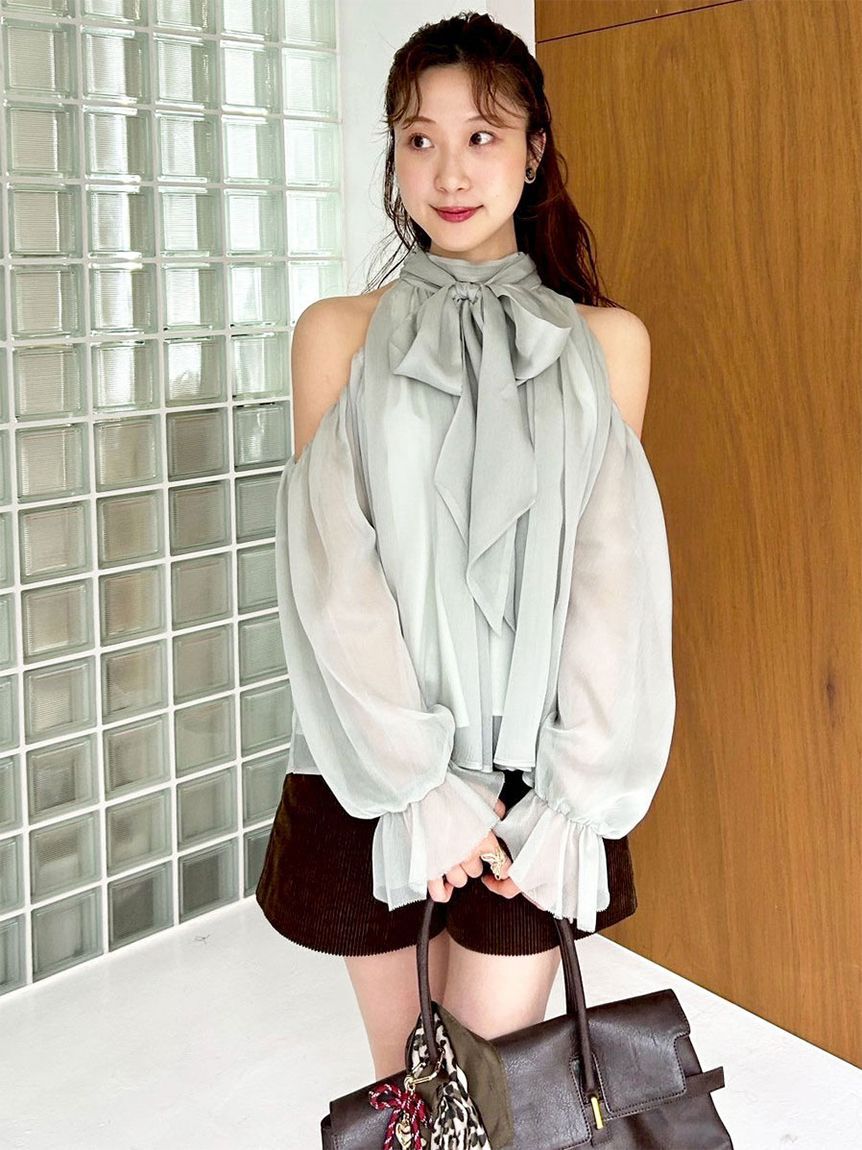 LILY BROWN「【WEB限定カラー】ドレープボウタイシフォンブラウス」|シャツ・ブラウス|