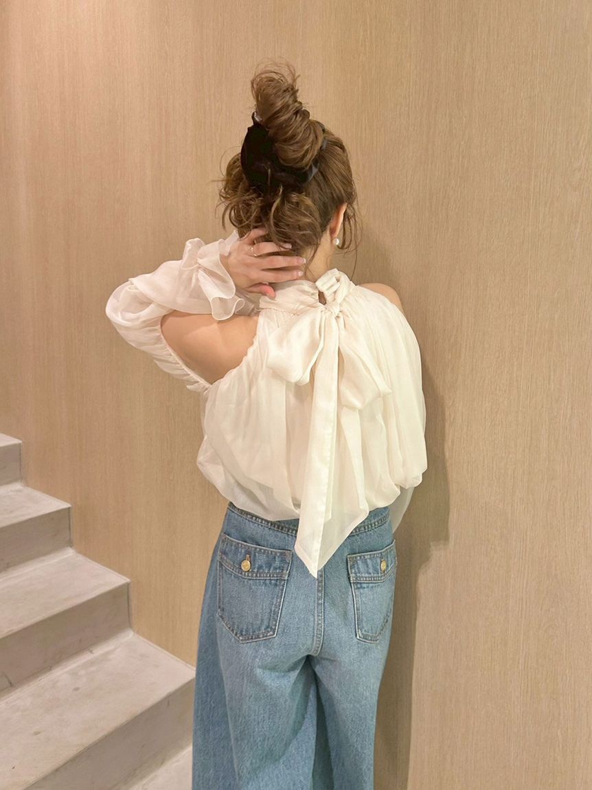 LILY BROWN「【WEB限定カラー】ドレープボウタイシフォンブラウス」|シャツ・ブラウス|