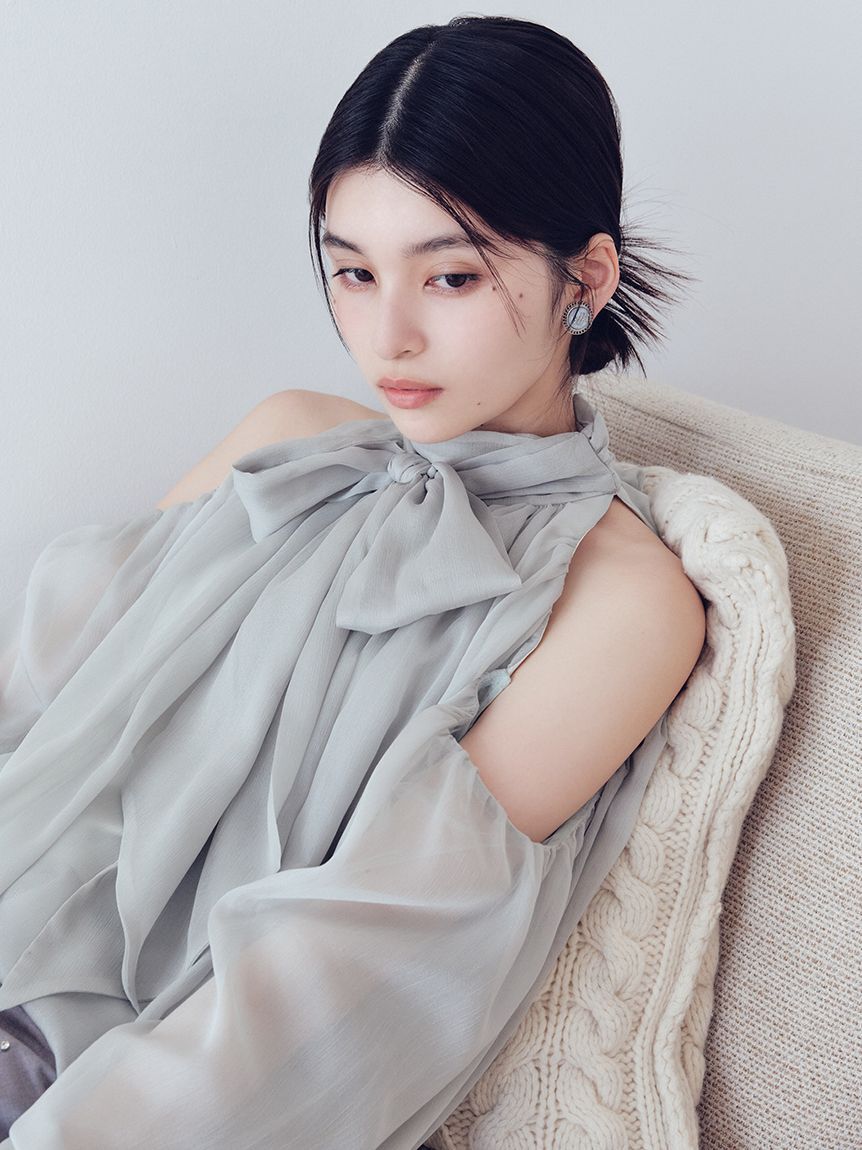 LILY BROWN「【WEB限定カラー】ドレープボウタイシフォンブラウス」|シャツ・ブラウス|