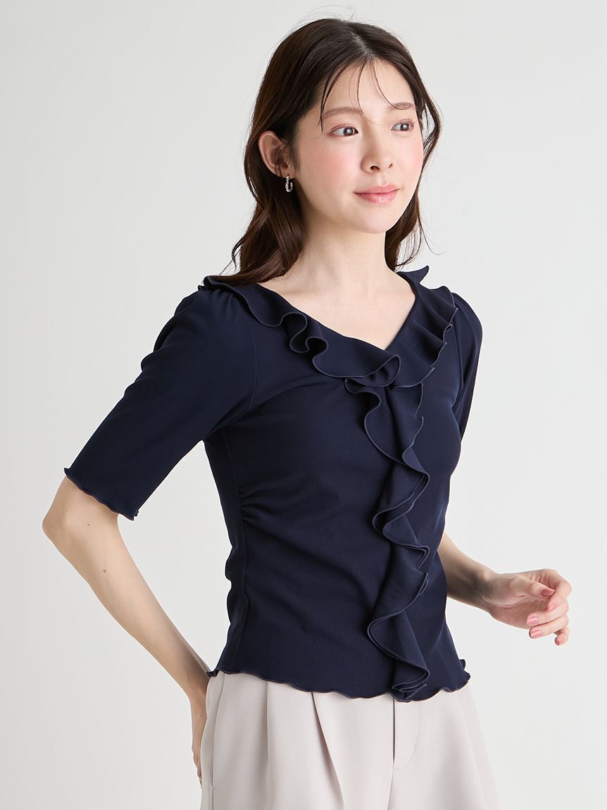 CELFORD「【洗える】ラッフルカットトップス」|Tシャツ・カットソー|NVY