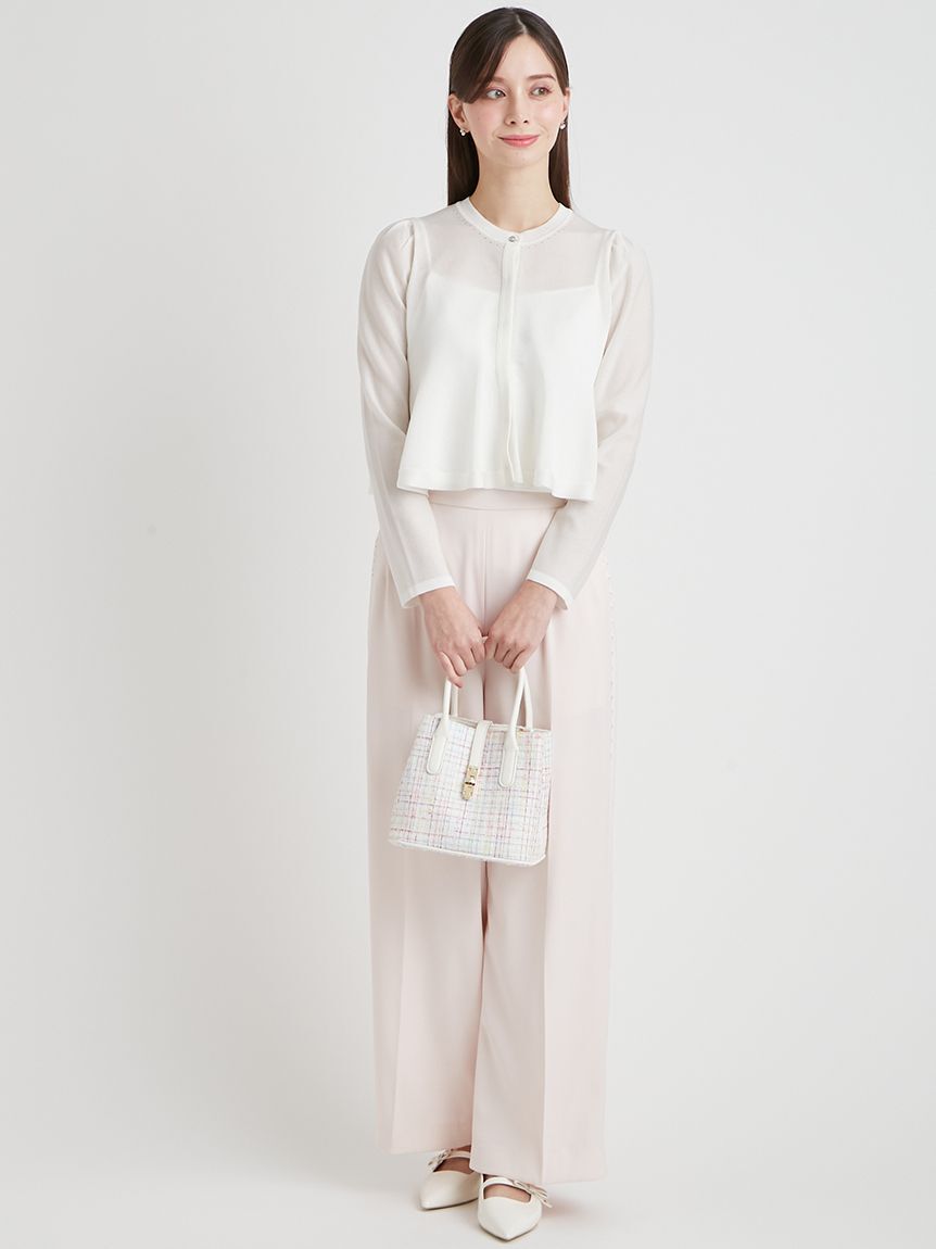 CELFORD「【洗える】ペプラムシアーラメニットカーデ」|カーディガン|