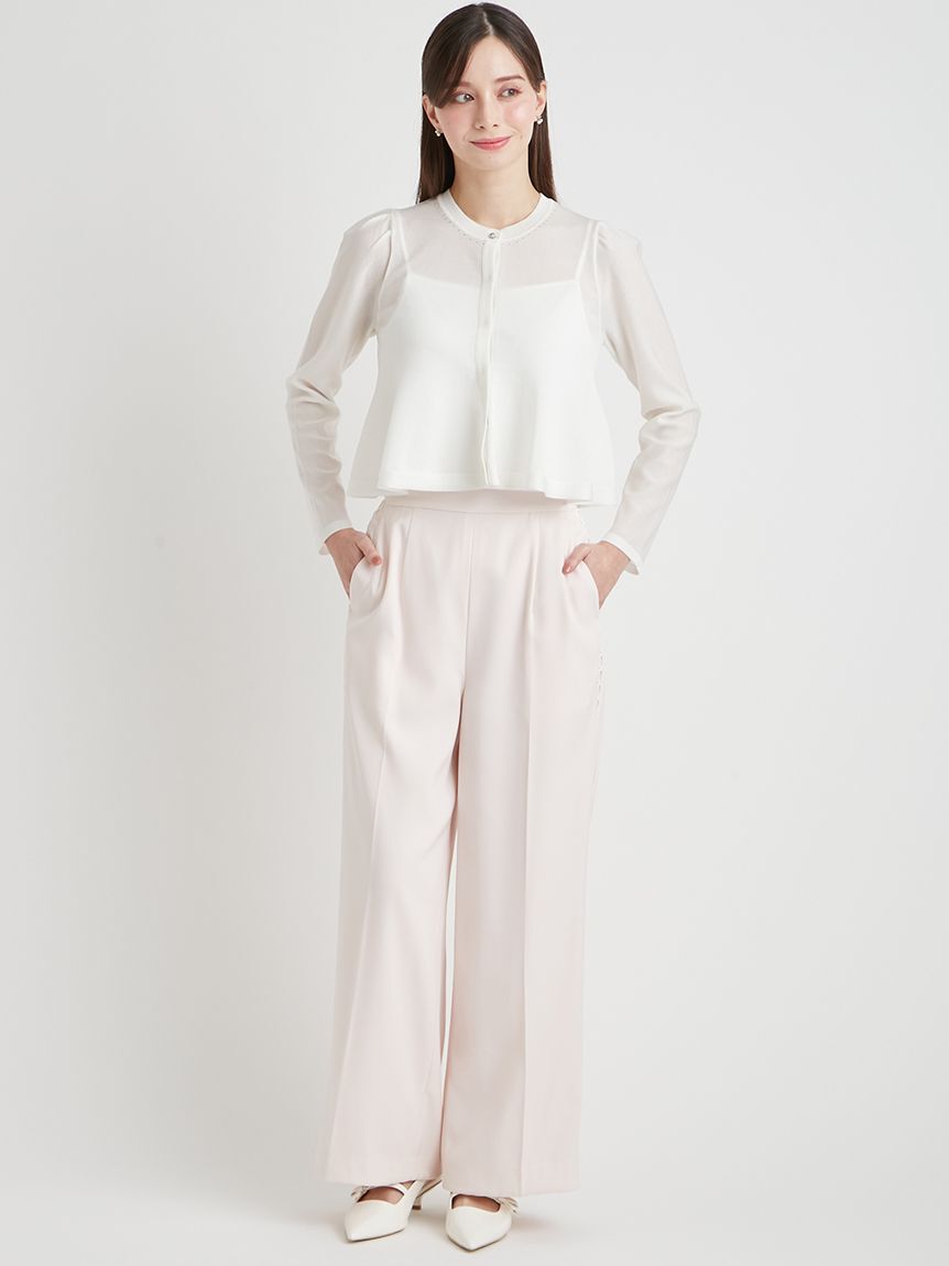 CELFORD「【洗える】ペプラムシアーラメニットカーデ」|カーディガン|