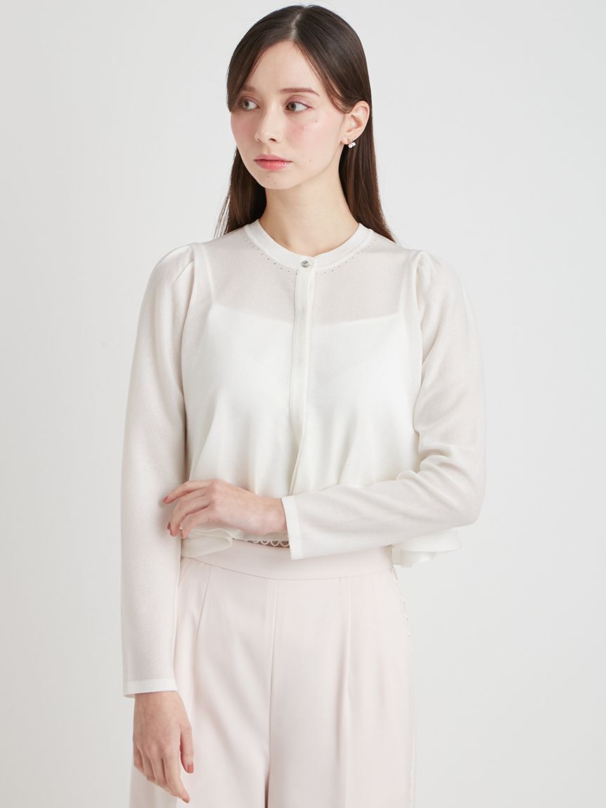 CELFORD「【洗える】ペプラムシアーラメニットカーデ」|カーディガン|