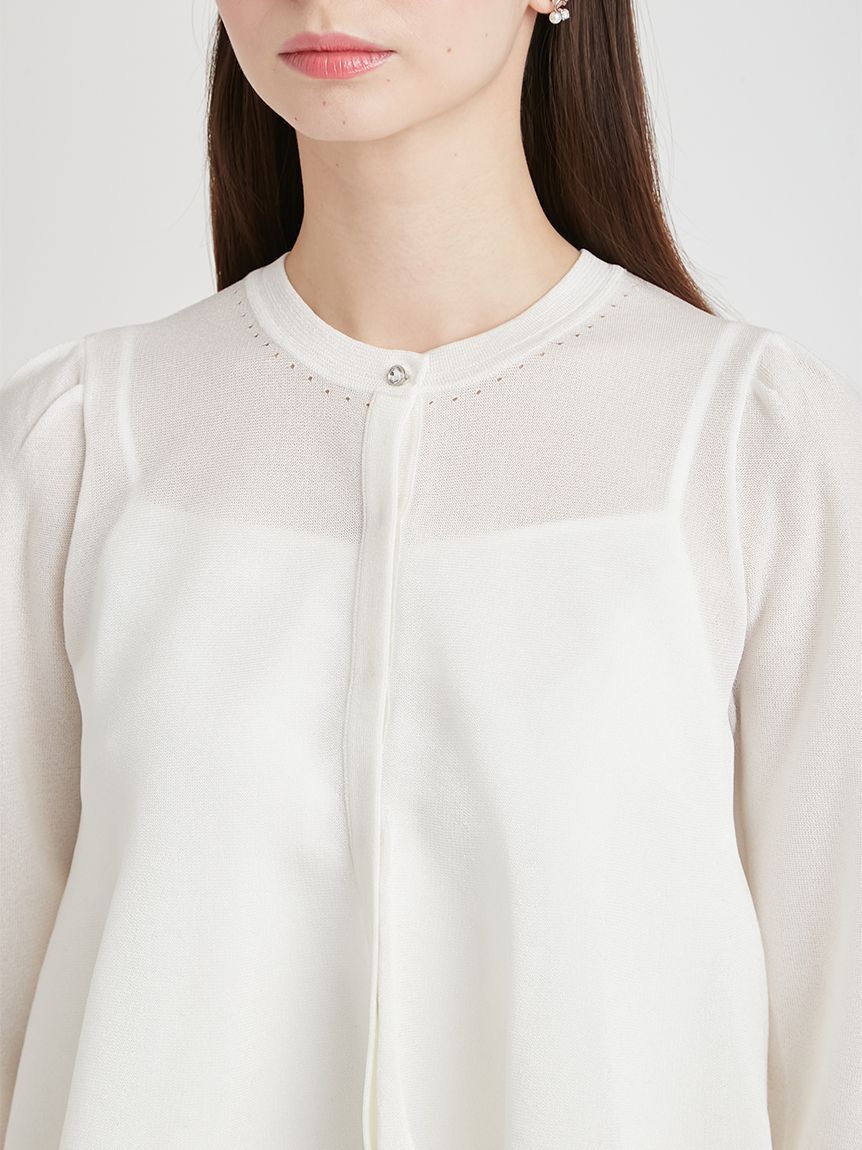 CELFORD「【洗える】ペプラムシアーラメニットカーデ」|カーディガン|