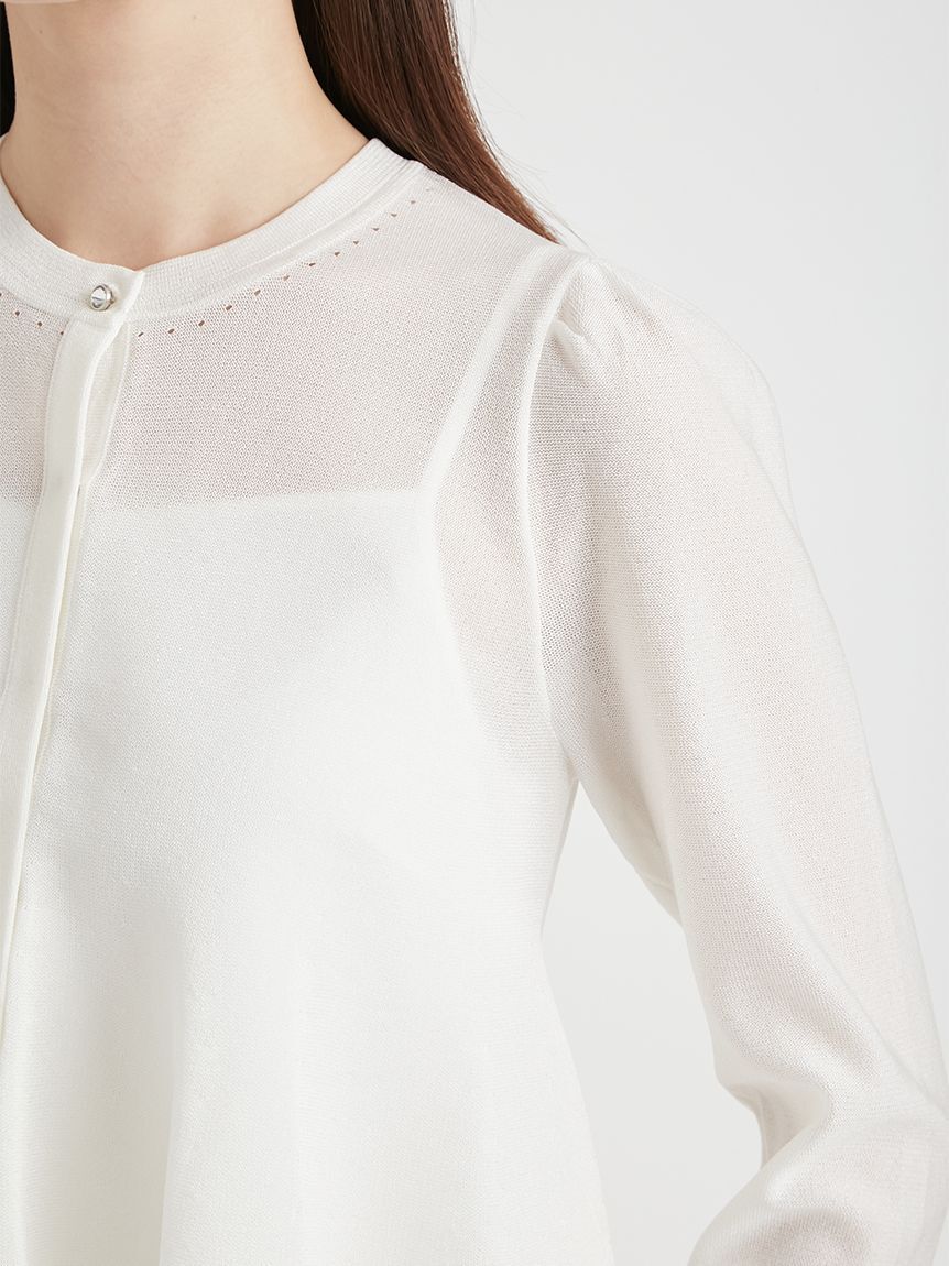 CELFORD「【洗える】ペプラムシアーラメニットカーデ」|カーディガン|