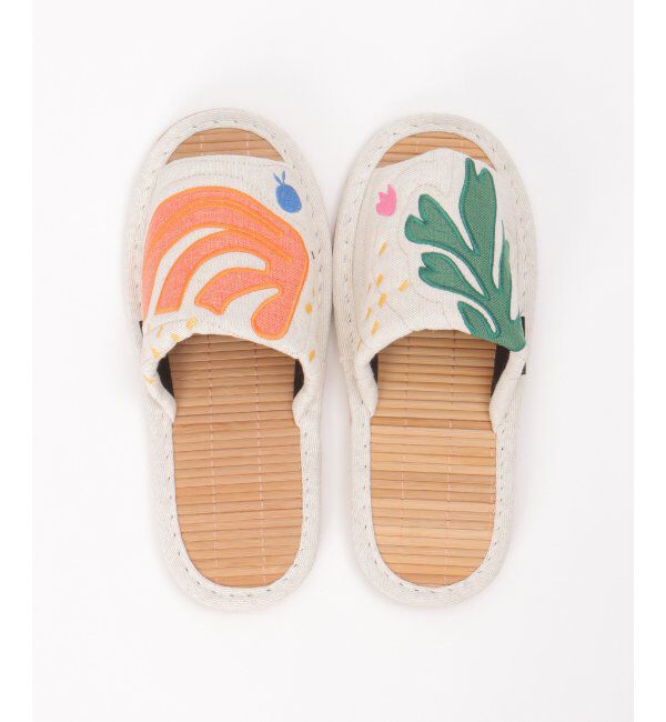 TOKYO DESIGN CHANNEL「絵画アップリケマティススリッパ」|ルームシューズ|グリーン