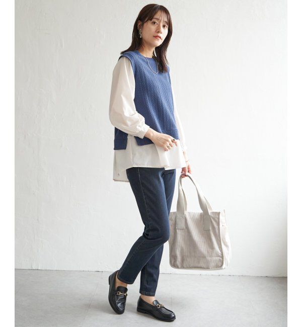 ikka「ケーブル柄レイヤードプルオーバー」|その他|