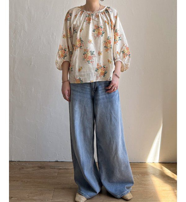 Lbc with Life「リネン混ブーケプリントパフスリーブ」|シャツ・ブラウス|