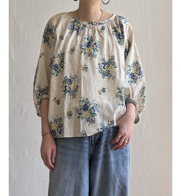 Lbc with Life「リネン混ブーケプリントパフスリーブ」|シャツ・ブラウス|