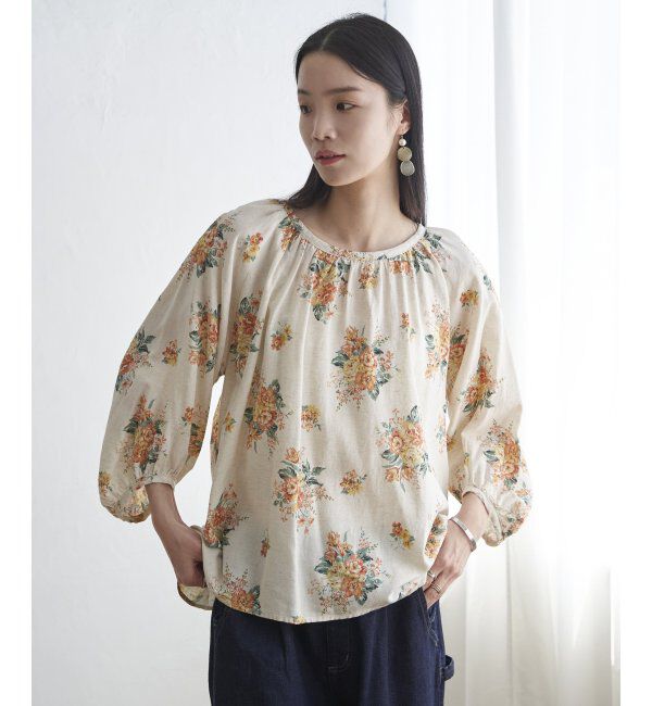 Lbc with Life「リネン混ブーケプリントパフスリーブ」|シャツ・ブラウス|