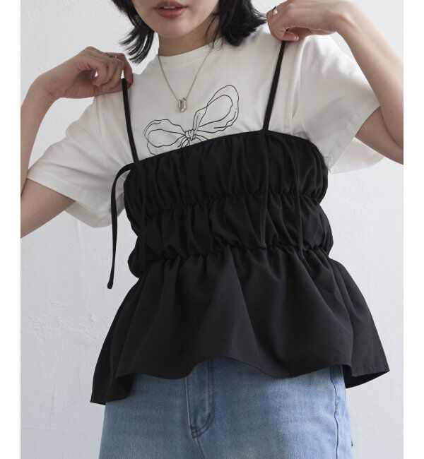 VENCE share style「リボンギャザーキャミソール」|タンクトップ|