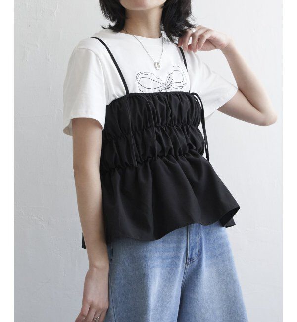 VENCE share style「リボンギャザーキャミソール」|タンクトップ|