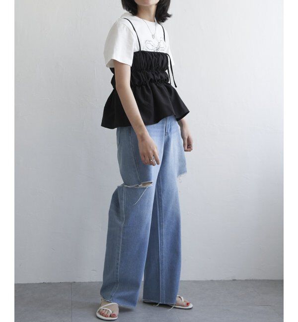 VENCE share style「リボンギャザーキャミソール」|タンクトップ|