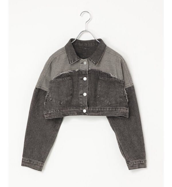 VENCE share style「クロップド丈Gジャン」|ブルゾン・スタジャン|ブラック