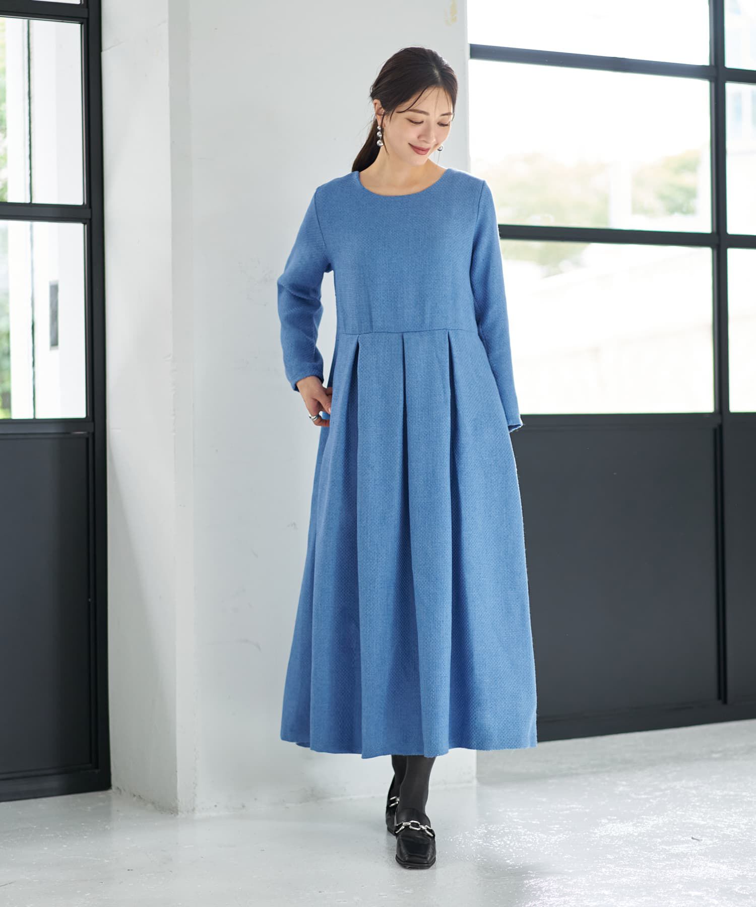 STYLE DELI「凹凸織り生地タックワンピース」|ワンピース|