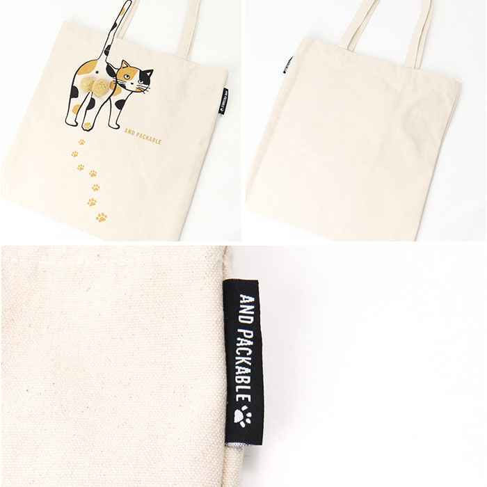 AND PACKABLE「トートバッグ AND PACKABLE 通販 ニャンタマトートバッグ 大きめ A4」|トートバッグ|