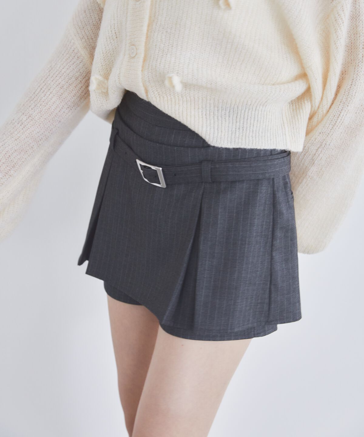 REDYAZEL「レイヤードデザインベルティッドショートパンツ」|キュロット|