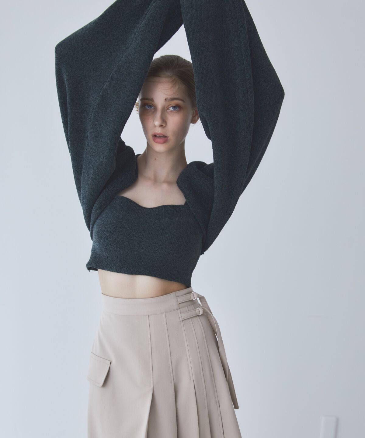 REDYAZEL「アシメソフトプリーツスカート」|フレア|