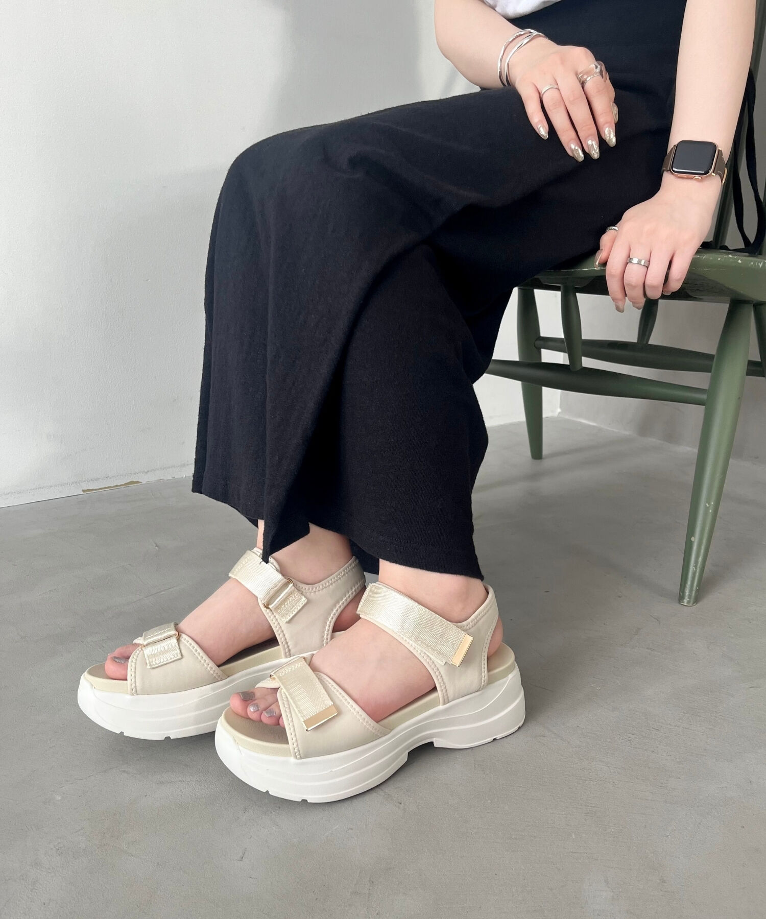 WA Oriental TRaffic「【追加】ダブルベルトスポーツサンダル/42207 スポサン 柔らかい 人気 軽い トレンド 厚底 再入荷」|サンダル|