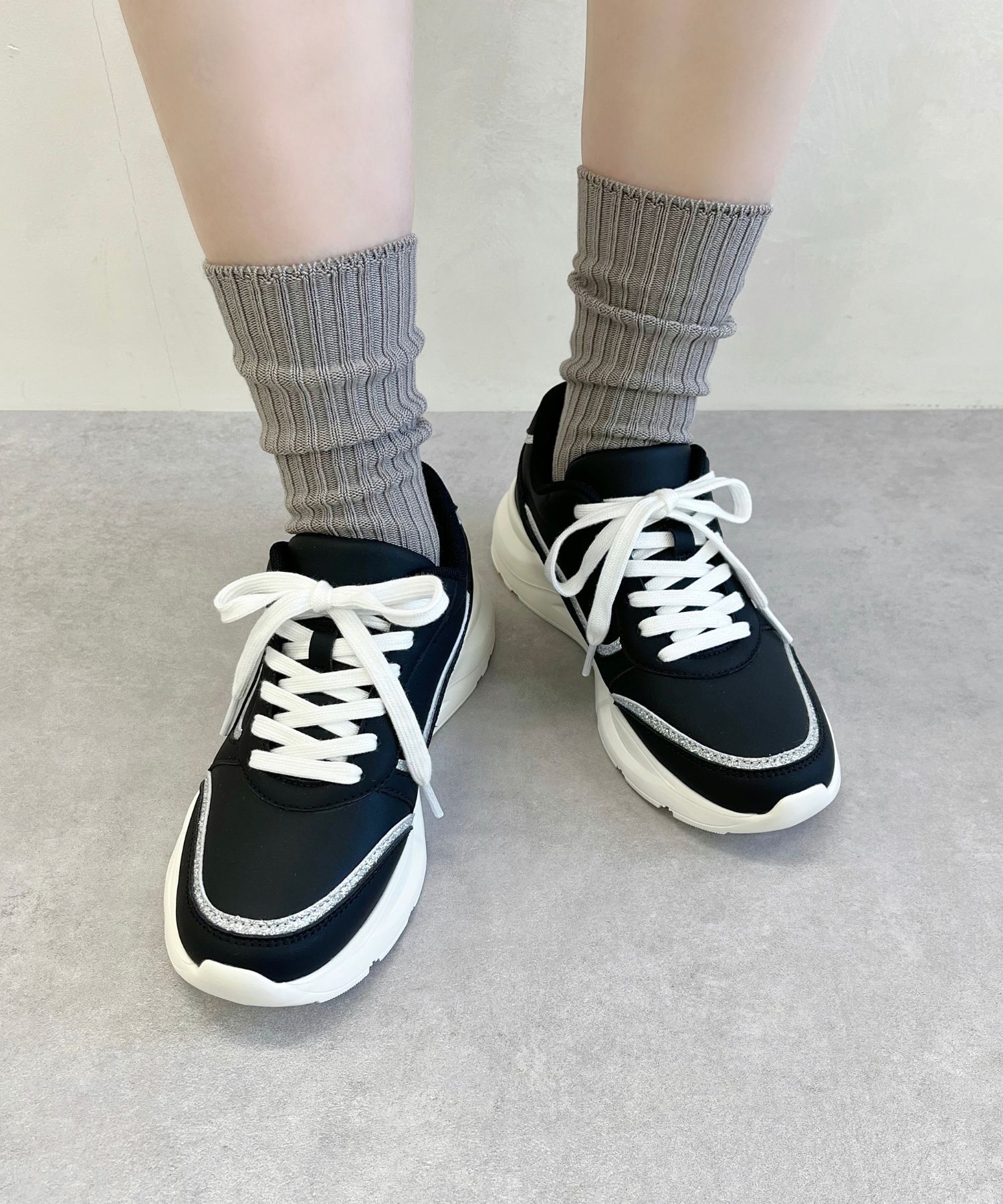 ORiental TRaffic「グリッターラインスニーカー/OT3762 スニーカー トレンド 人気 売れてる」|スニーカー|BLACK