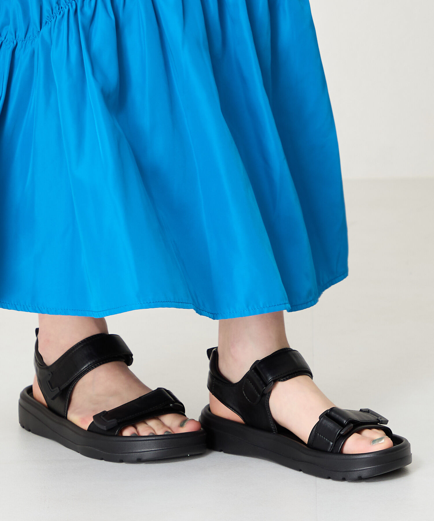 ORiental TRaffic「【Fit me サンダル】ダブル ベルト サンダル /51227 軽い 柔らかい フラット」|サンダル|