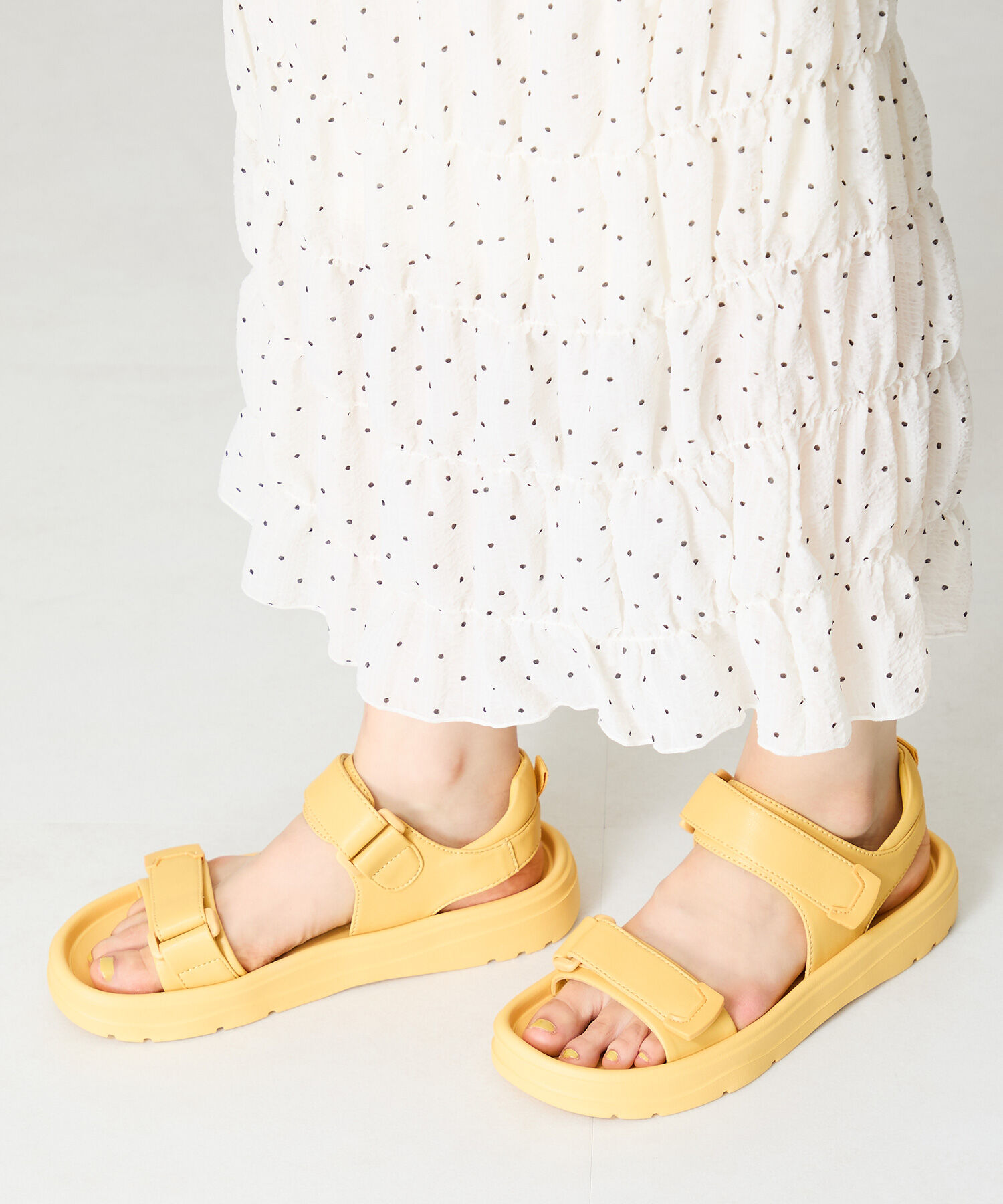 ORiental TRaffic「【Fit me サンダル】ダブル ベルト サンダル /51227 軽い 柔らかい フラット」|サンダル|