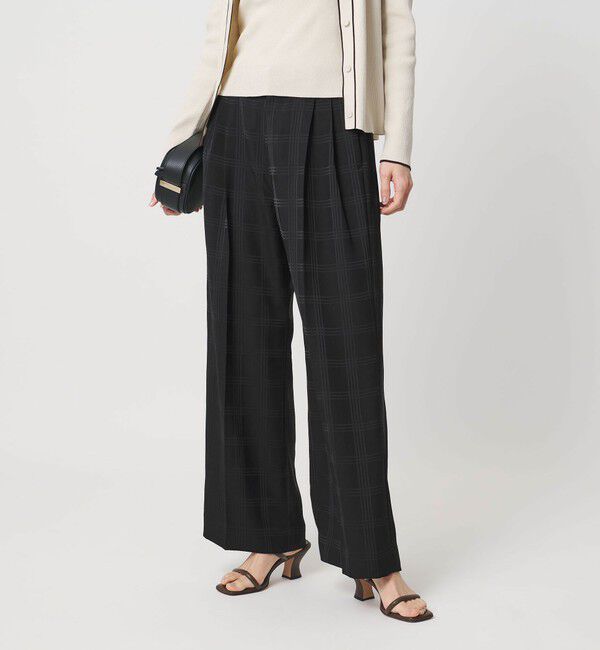 UNITED ARROWS「チェック 2タック ワイドパンツ ‐ウォッシャブル‐」|スラックス|