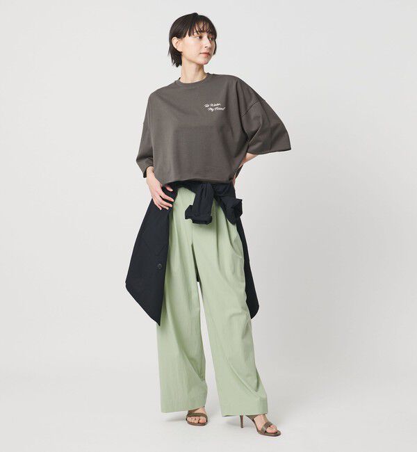 UNITED ARROWS「＜SACRA＞ハーフスリーブ クロップド メッセージ Tシャツ」|Tシャツ・カットソー|