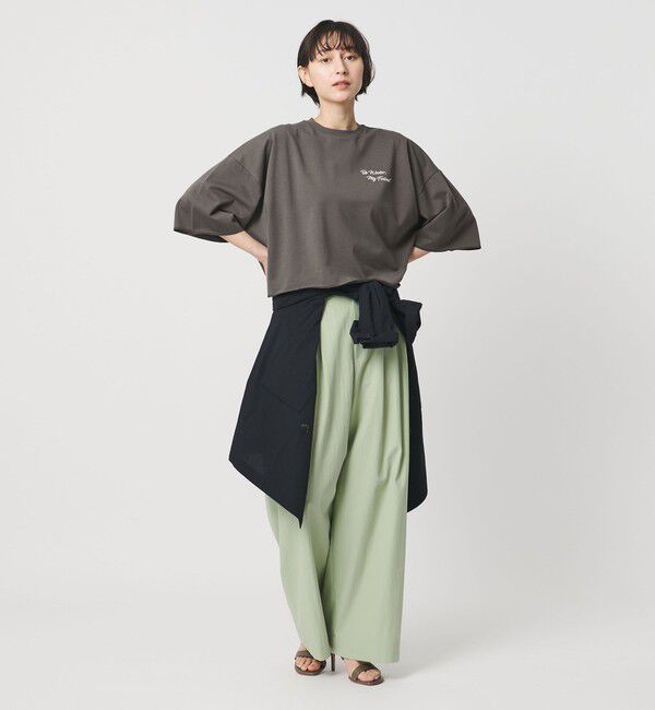 UNITED ARROWS「＜SACRA＞ハーフスリーブ クロップド メッセージ Tシャツ」|Tシャツ・カットソー|