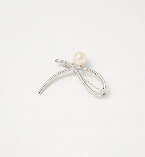 UNITED ARROWS green label relaxing「メタルライン＆フェイクパール ブローチ」|ブローチ・コサージュ|