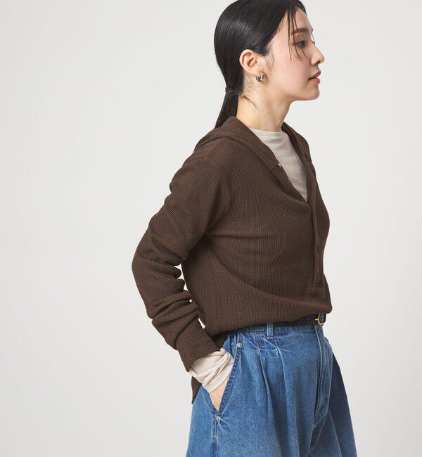 UNITED ARROWS green label relaxing「【WEB限定】＜at ease＞ワッフル フード ロングスリーブ カットソー」|Tシャツ・カットソー|