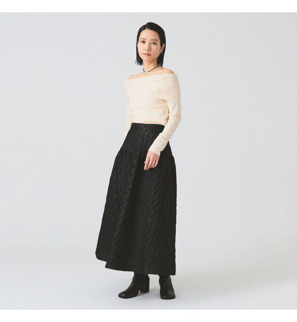 Ray BEAMS 「リブ ギャザー オフショルダー Tシャツ」|Tシャツ・カットソー|