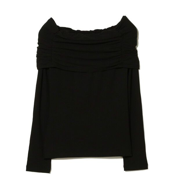 Ray BEAMS 「リブ ギャザー オフショルダー Tシャツ」|Tシャツ・カットソー|