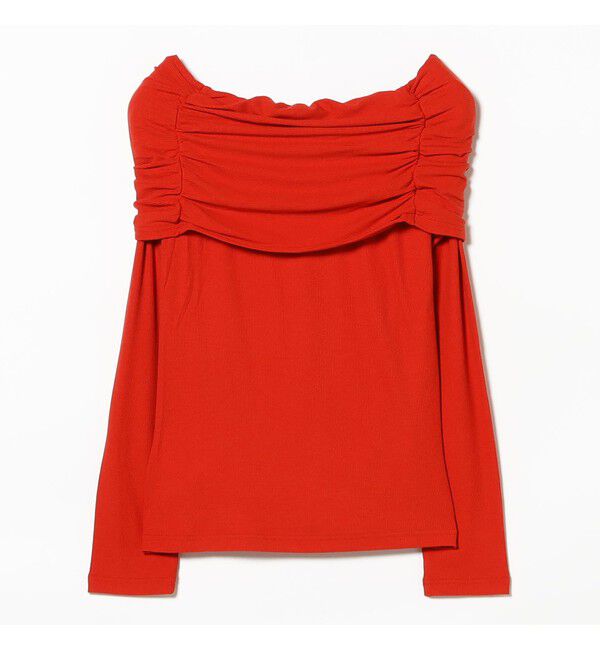 Ray BEAMS 「リブ ギャザー オフショルダー Tシャツ」|Tシャツ・カットソー|