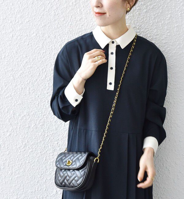 SHIPS any「SHIPS any:〈洗濯機可能〉ジョーゼット プリーツ バイカラー ワンピース」|ワンピース|