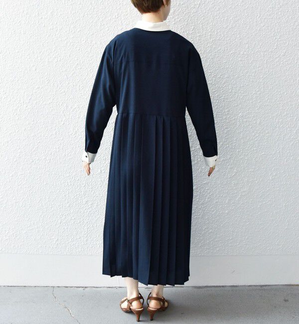 SHIPS any「SHIPS any:〈洗濯機可能〉ジョーゼット プリーツ バイカラー ワンピース」|ワンピース|