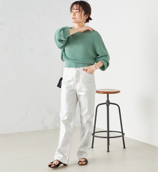 SHIPS for women「〈洗濯機可能〉箔プリント ストレート フィット デニムパンツ 24SS ◇」|デニム|