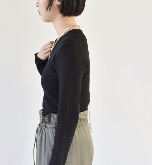 quaranciel「quaranciel:〈手洗い可能〉コットン リブ クルーネック ニット」|ニット・セーター|