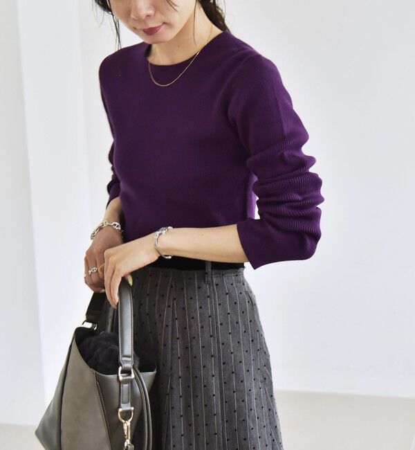 quaranciel「quaranciel:〈手洗い可能〉コットン リブ クルーネック ニット」|ニット・セーター|