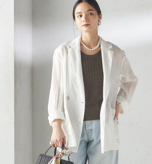 SHIPS for women「〈手洗い可能〉ラミー シアー ジャケット」|テーラードジャケット|オフホワイト