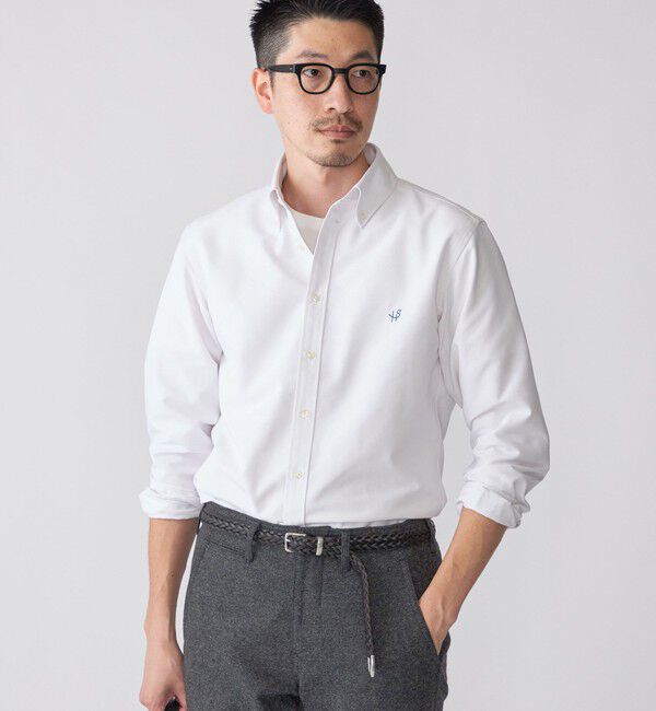 SHIPS「【WEB限定】SHIPS: 防シワ・吸水速乾 Drymix(R) ワンポイントロゴボタンダウンシャツ」|シャツ・ブラウス|ホワイト