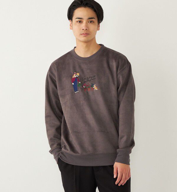 SHIPS Colors 「SHIPS Colors:フェイクスエード (ポリエステル) エンブロイダリー スウェット」|スウェット・ジャージ|ダークグレー