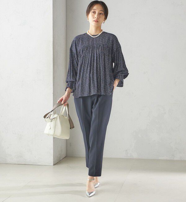 SHIPS for women「〈手洗い可能〉割繊 クルーネック ギャザー ブラウス」|シャツ・ブラウス|