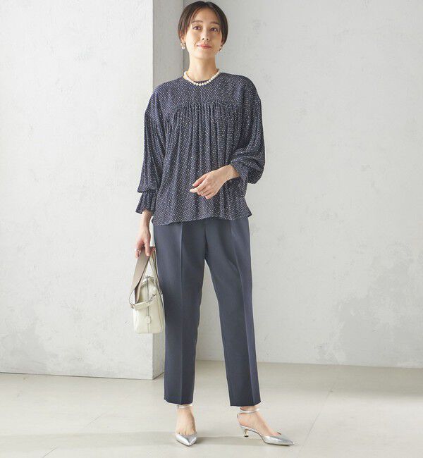 SHIPS for women「〈手洗い可能〉割繊 クルーネック ギャザー ブラウス」|シャツ・ブラウス|